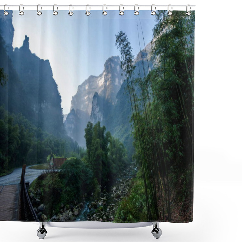 Personality  Hubei Zigui Three Gorges Bamboo Sea Tianshui Gap Shower Curtains