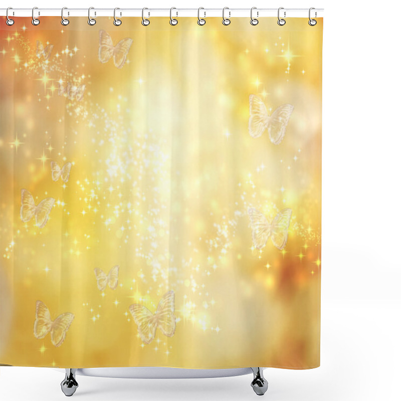 Personality  Butterfly Yellow Lights Background Shower Curtains