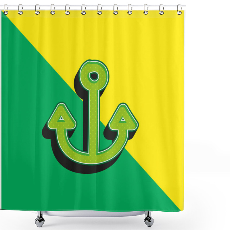 Personality  Anchor Hand Drawn Tool Green And Yellow Modern 3d Vector Icon Logo Shower Curtains