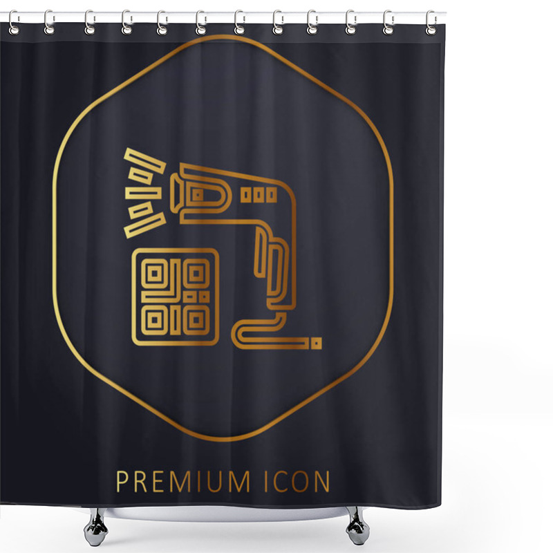 Personality  Barcode Scanner Golden Line Premium Logo Or Icon Shower Curtains