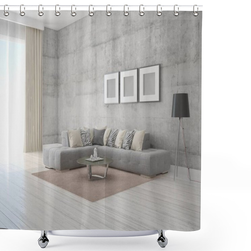 Personality  Mock Up Poster Comfortable Living Room. Shower Curtains