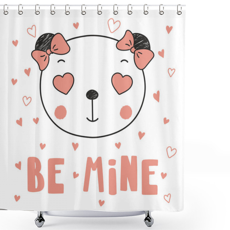 Personality  Cute Panda Heart Shaped Eyes Shower Curtains