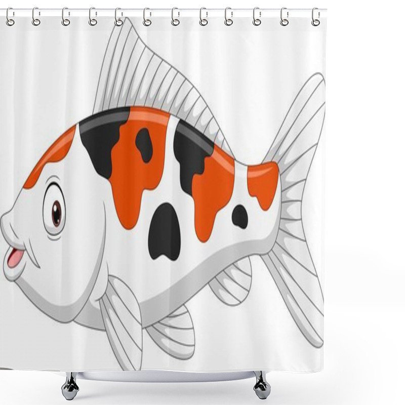 Personality  Vector Illustration Of Cartoon Funny Koi Fish On White Background Shower Curtains