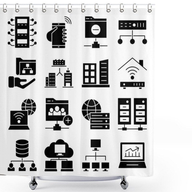 Personality  Pack Of Data Solid Icons  Shower Curtains