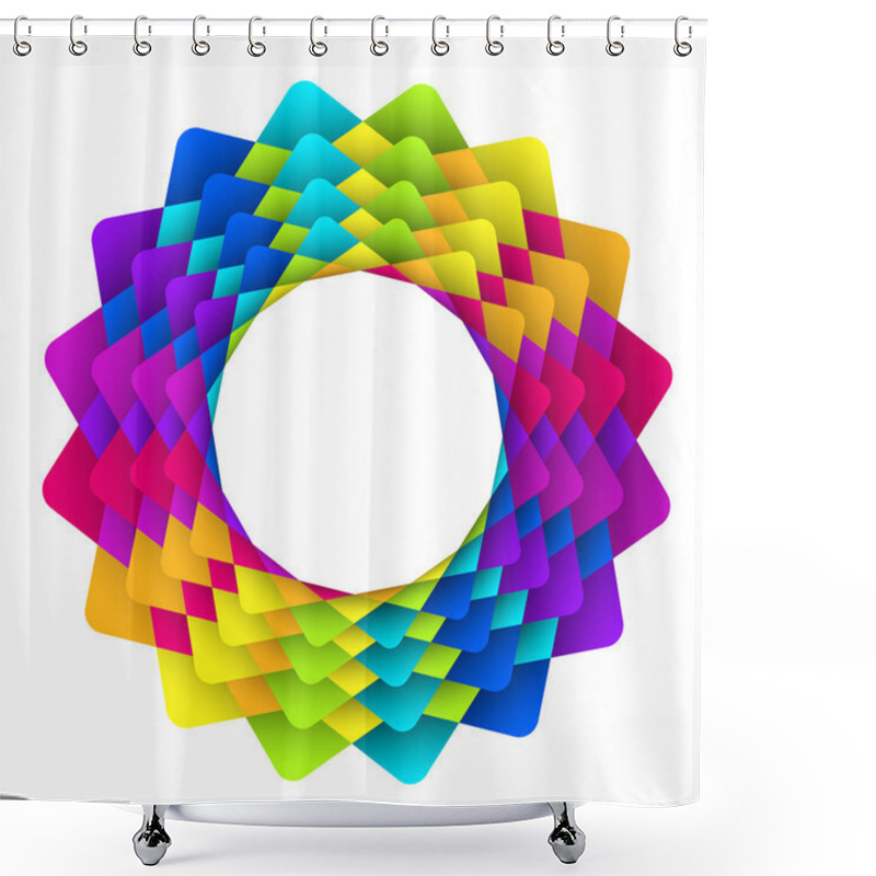 Personality  Geometric Rainbow Flower Logo Shower Curtains