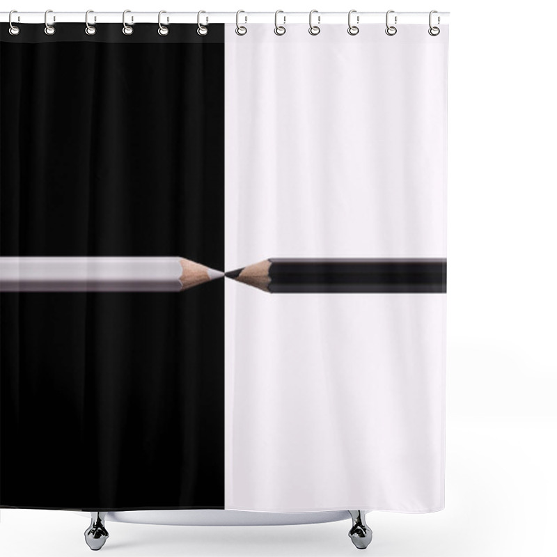 Personality  Composition White And Black Pencils. Shower Curtains