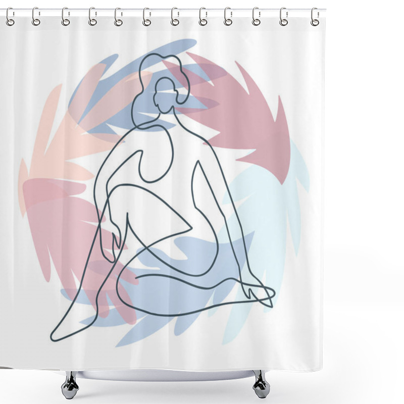 Personality  Outline Illustration Of Woman Body On Floral Background Shower Curtains