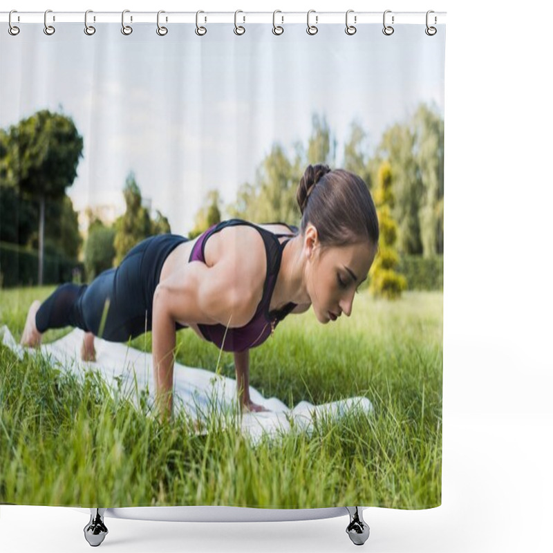 Personality  Push Ups Shower Curtains