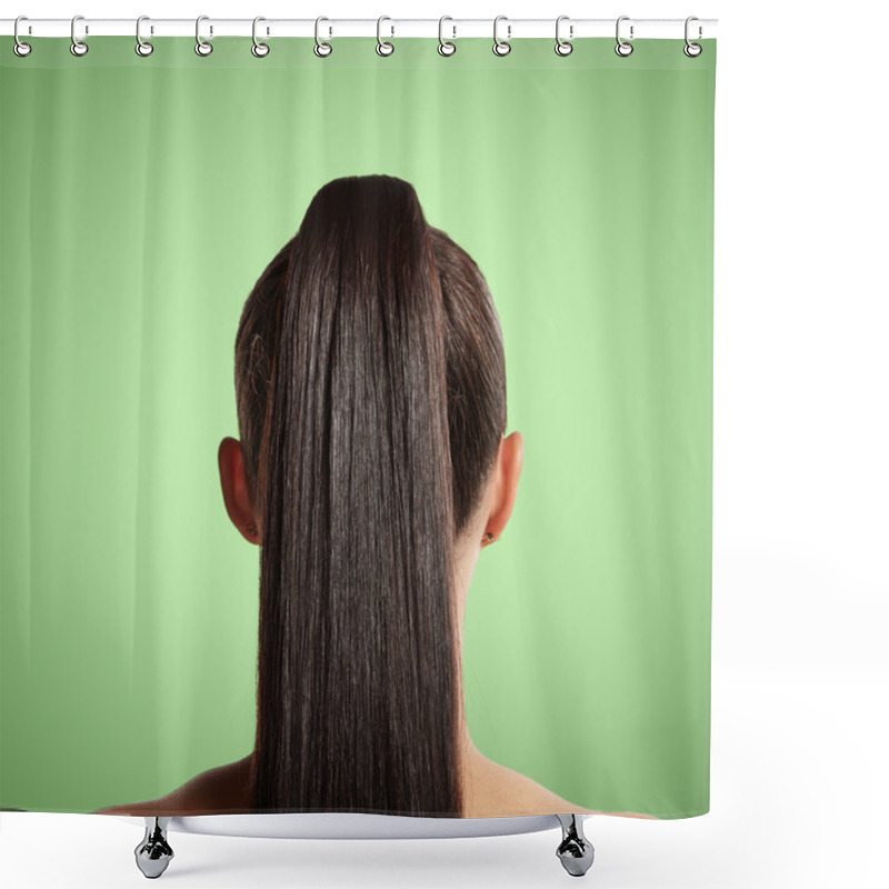 Personality  Woman With Pony Tail Shower Curtains