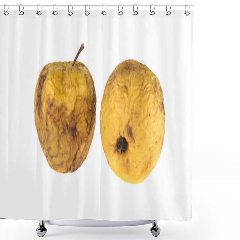 Personality  Two Rotten Apples On Isolated White Background Shower Curtains