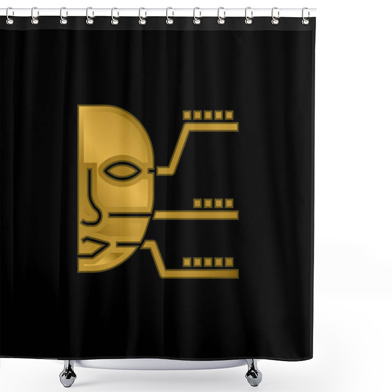 Personality  Biometric Identification Gold Plated Metalic Icon Or Logo Vector Shower Curtains