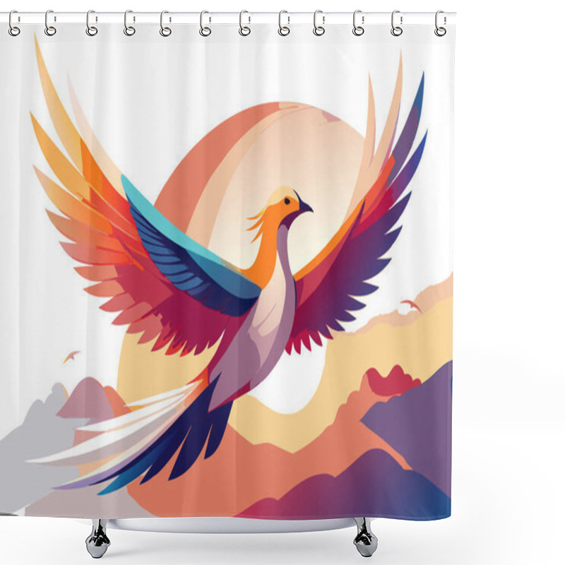 Personality  Stylized Flying Bird Illustration Highlighting Freedom And Grace Shower Curtains