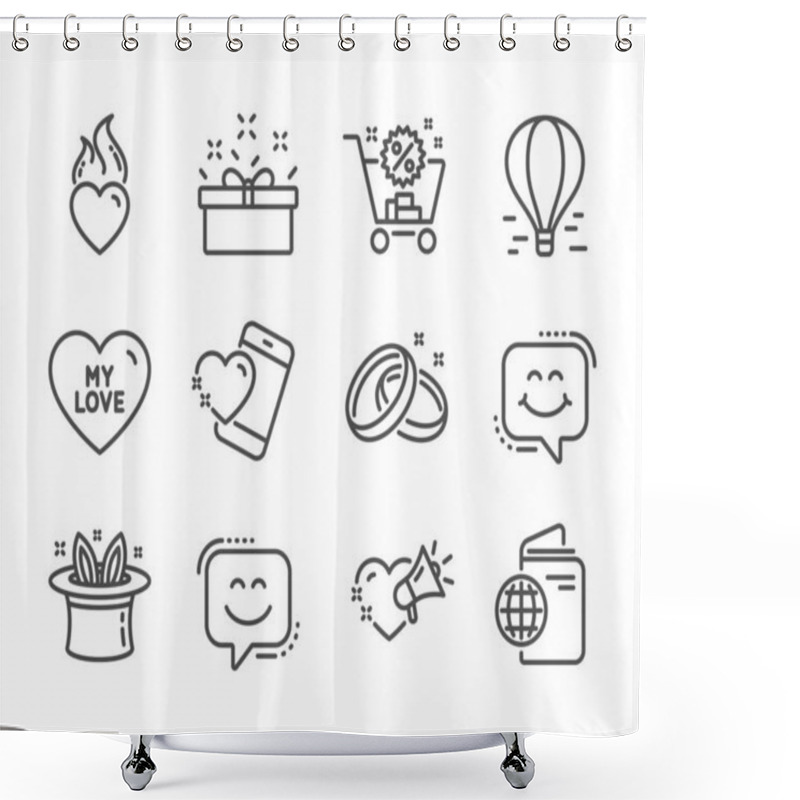 Personality  Set Of Holidays Icons, Such As Wedding Rings, Love Message, My Love. Vector Shower Curtains