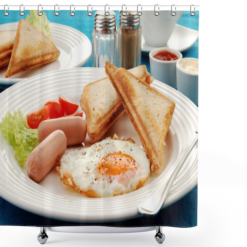 Personality  Breakfast - Toasts, Egg And Vegetables Shower Curtains