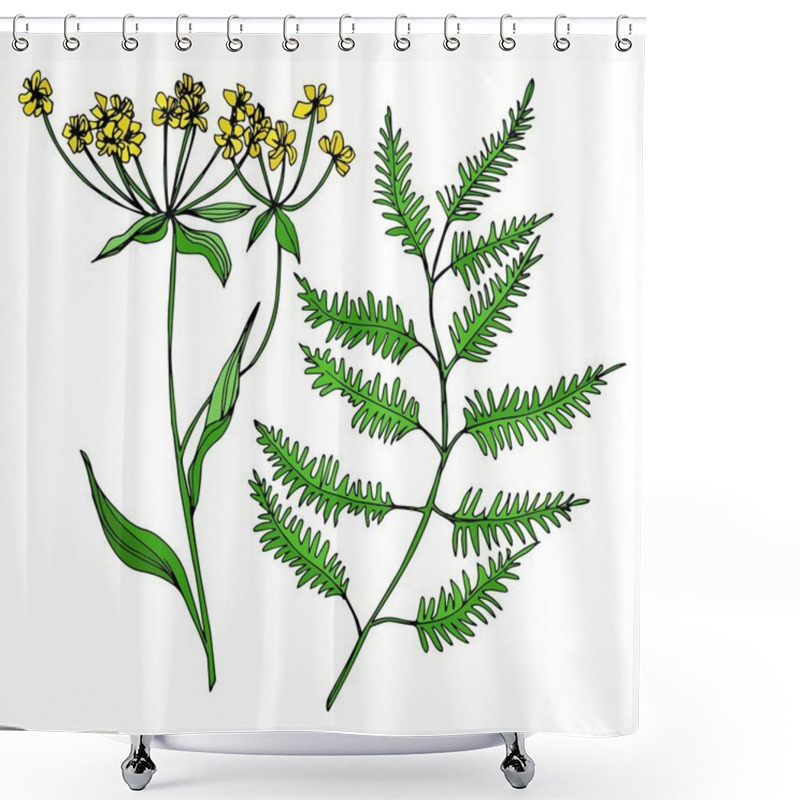 Personality  Vector Wildflowers Floral Botanical Flowers. Black And White Engraved Ink Art. Isolated Flowers Illustration Element. Shower Curtains