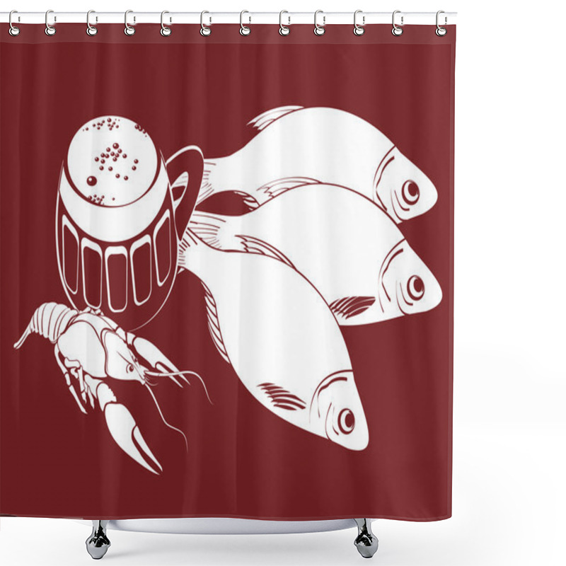 Personality  Stockfish And Bear Shower Curtains