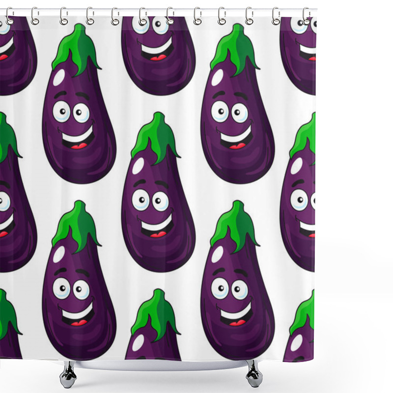 Personality  Happy Eggplant Or Aubergine Seamless Pattern Shower Curtains