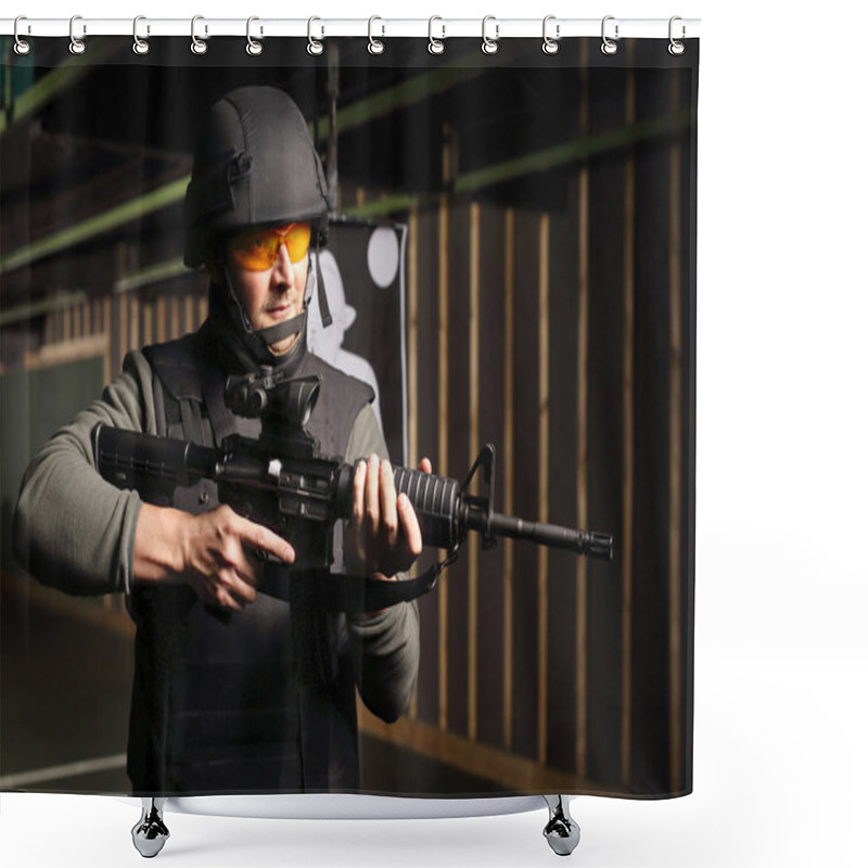 Personality  The Policeman Of The Special Unit. Shower Curtains