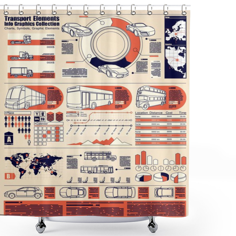 Personality  Transportation Elements Shower Curtains