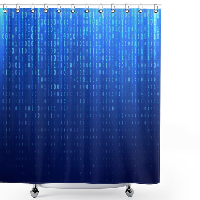 Personality  Binary Matrix 1 0 Bits Blue Abstract Background Shower Curtains