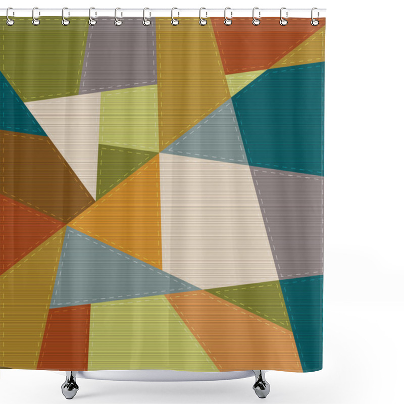 Personality  Retro Geometric Background In Patchwork Style Shower Curtains