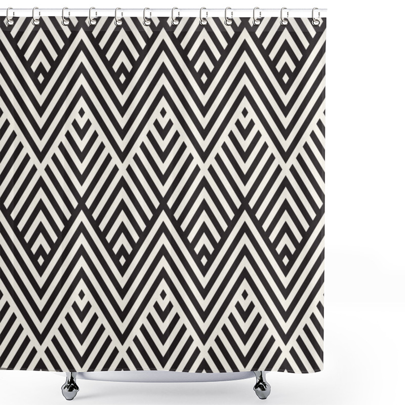 Personality  Abstract ZigZag Parallel Stripes. Stylish Ethnic Ornament. Vector Seamless Pattern.  Shower Curtains