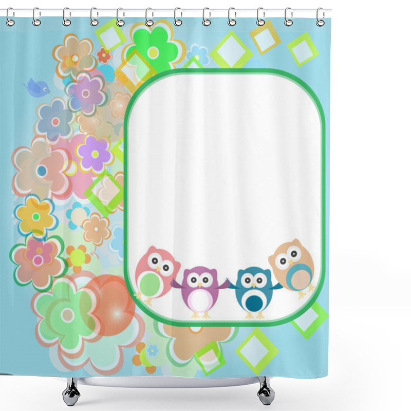 Personality  Happy Birthday Card With Cute Owls Shower Curtains