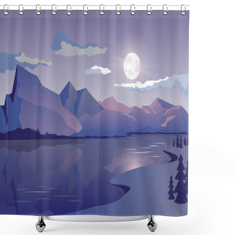 Personality  Mountain Landscape With Lake And Forest Shower Curtains