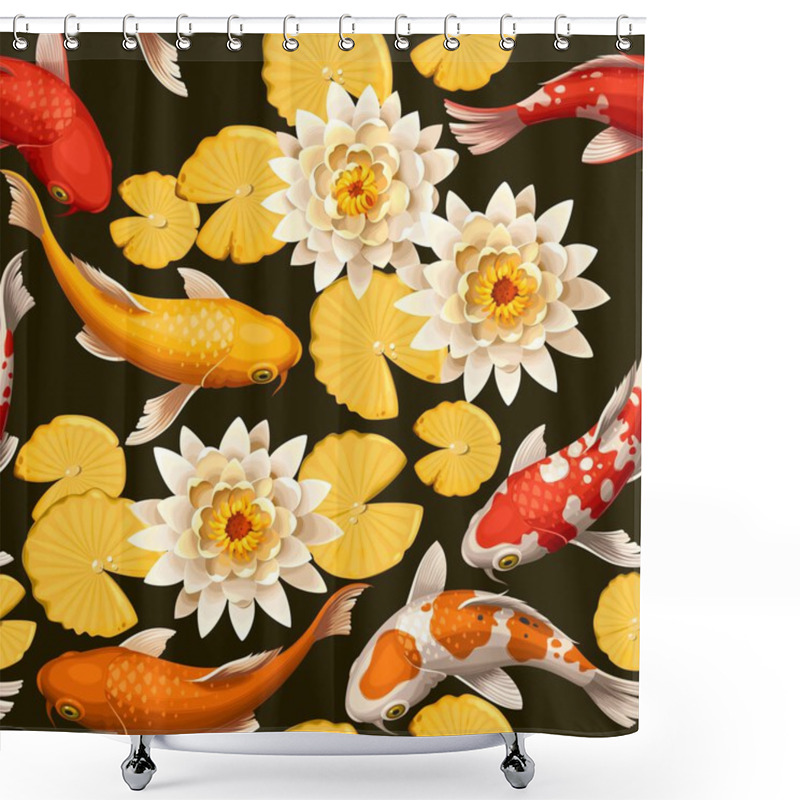 Personality  Seamless Carps And Lotus Shower Curtains