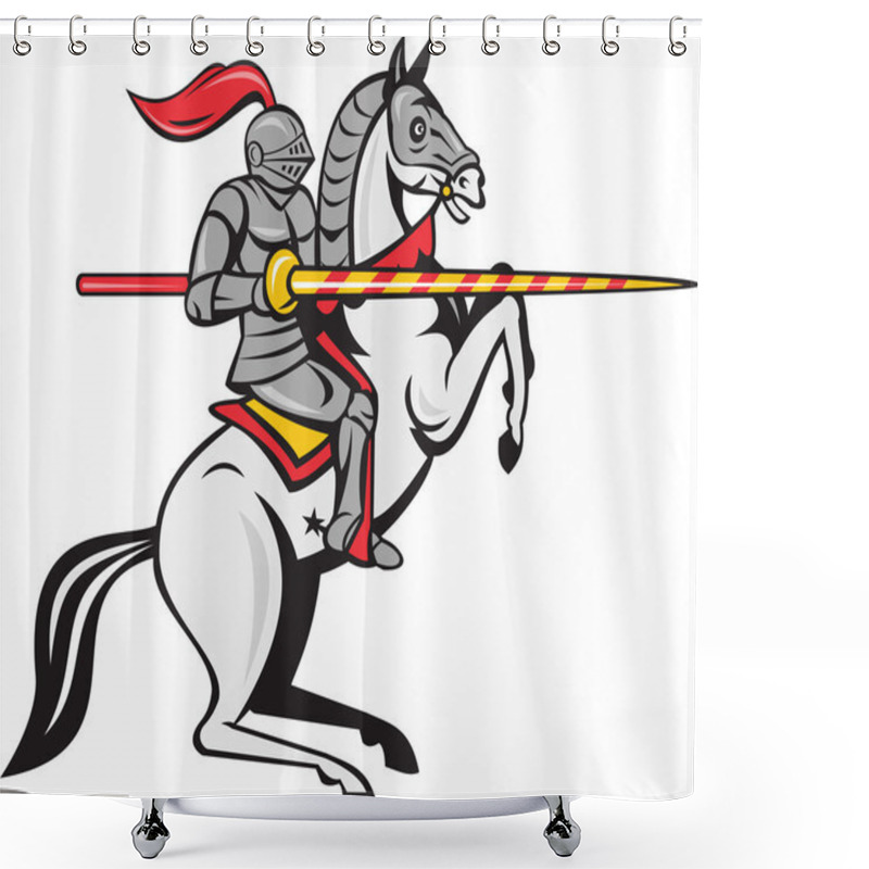 Personality  Knight Lance Steed Prancing Isolated Cartoon Shower Curtains