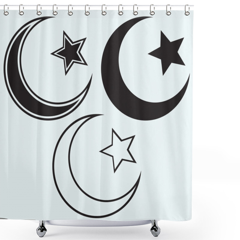 Personality  Religious Islamic Star And Crescent Shower Curtains