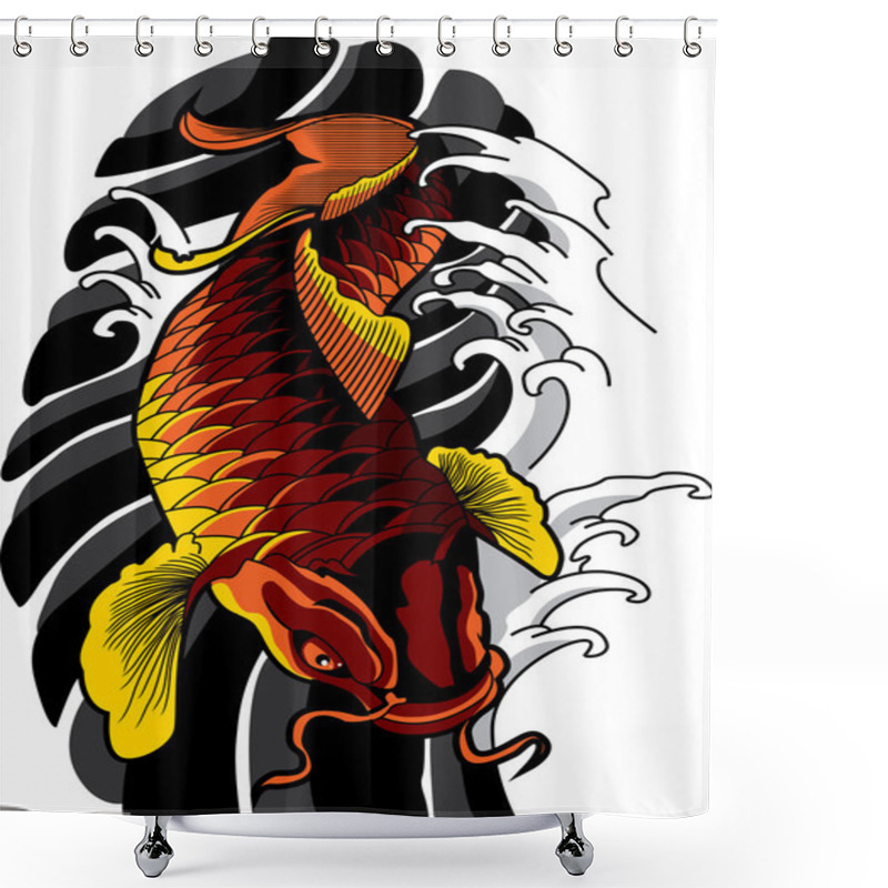 Personality  Vector Koi Fish Tattoo. Shower Curtains