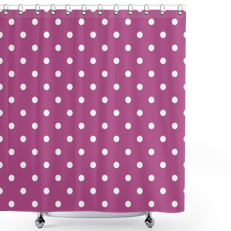 Personality  Tile Vector Pattern With White Polka Dots On Pastel Violet Background Shower Curtains