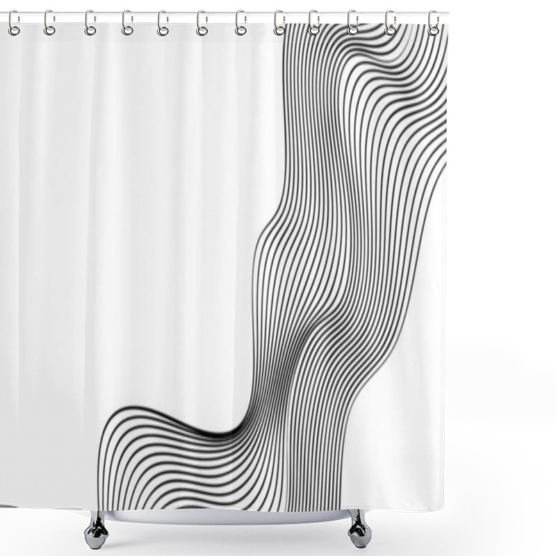 Personality  Abstract Smooth Waves Background. Black And White Wavy Stripes Background Shower Curtains