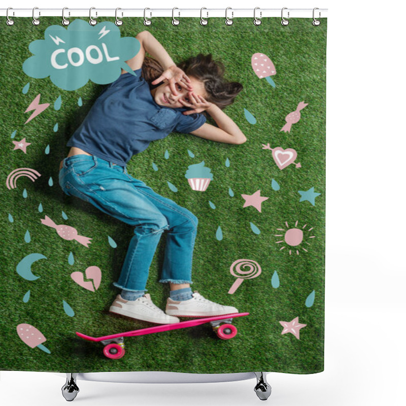 Personality  Funny Girl On Skateboard Shower Curtains