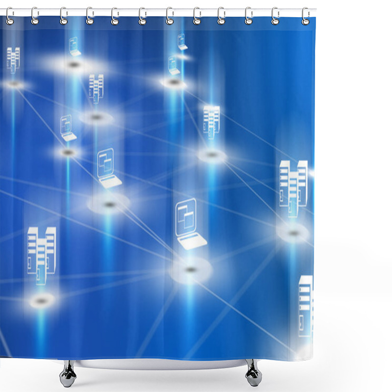 Personality  Network With Servers And Notebooks Shower Curtains