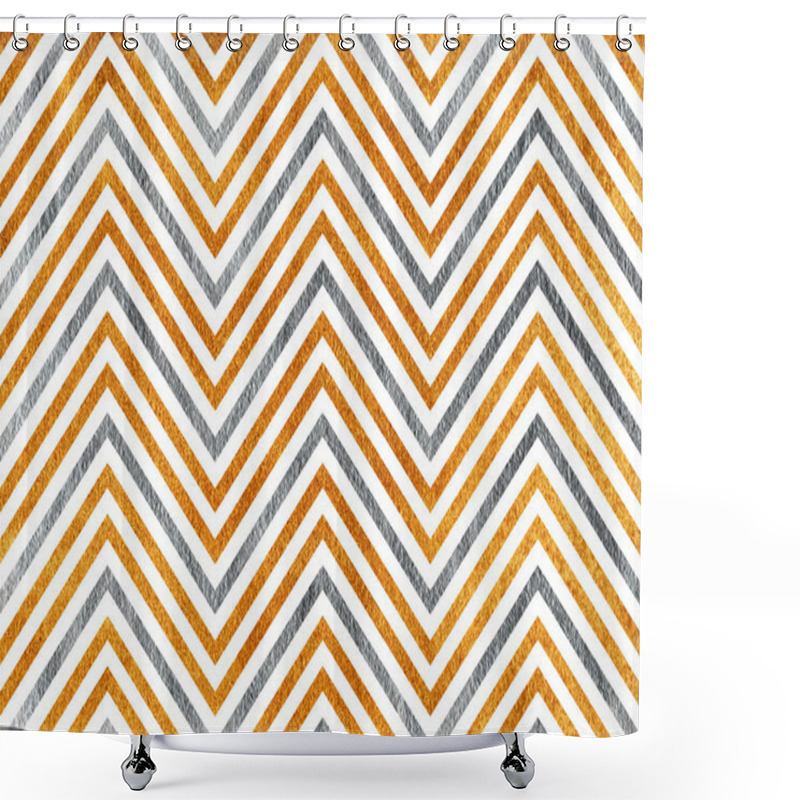 Personality  Golden And Silver Stripes Background, Chevron. Shower Curtains