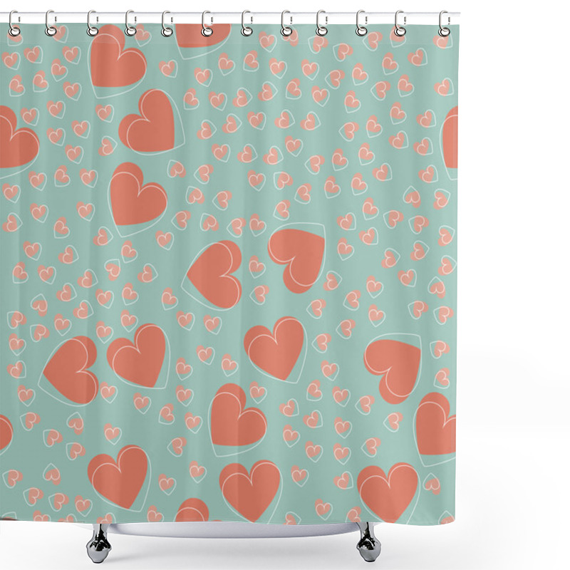 Personality  Cute Endless Pattern With Tender Hearts Shower Curtains