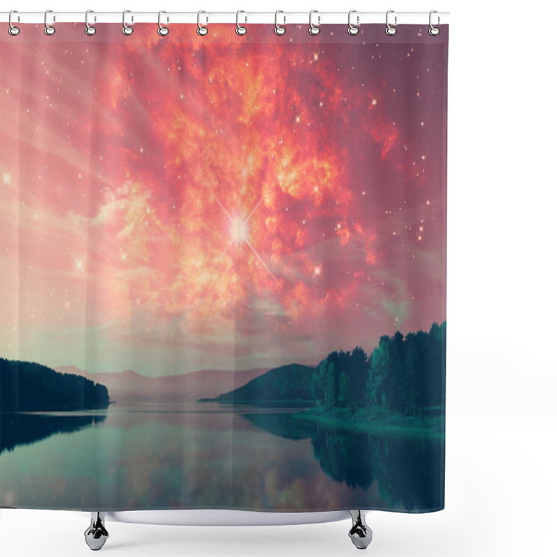 Personality  Alien Landscape Background  Shower Curtains