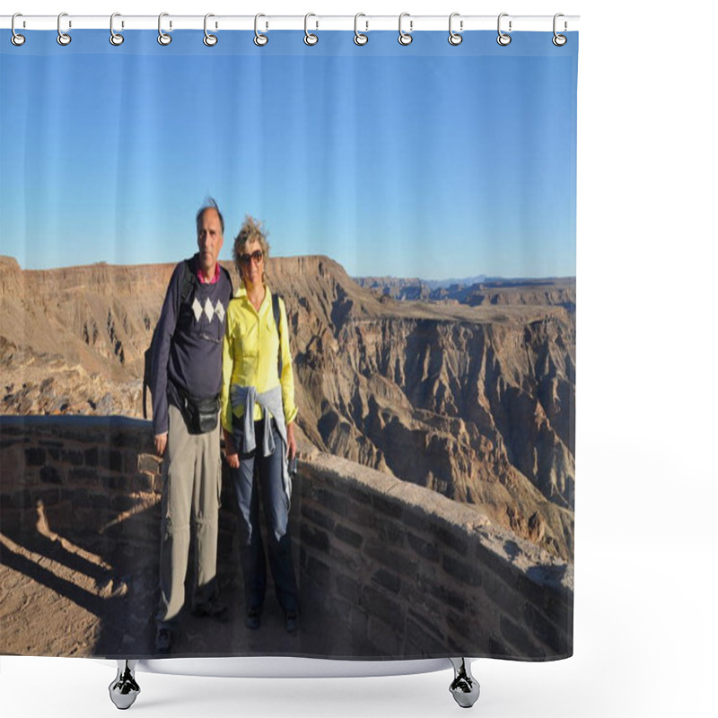 Personality  Adult Tourists Visit Fish River Canyon, Namibia Shower Curtains