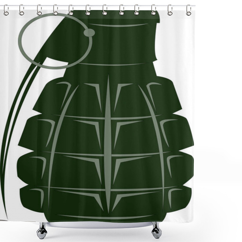 Personality  Illustration Of Grenade Isolated On White Shower Curtains