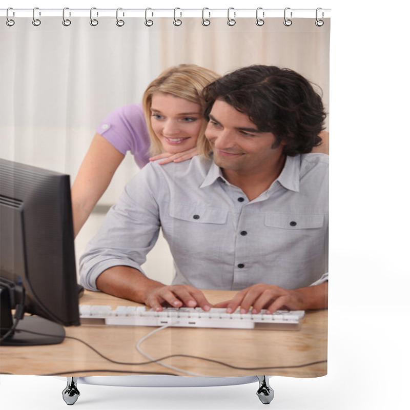 Personality  Sleeping Woman At Office Desk  Shower Curtains