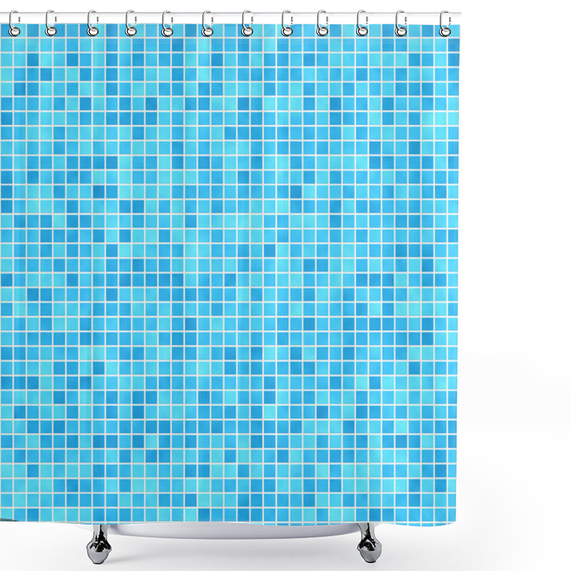 Personality  Very Small Tiles In Shades Of Green And Blue Shower Curtains