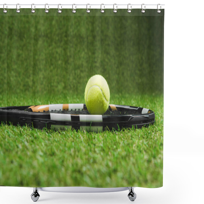 Personality  Tennis Racket And Ball Shower Curtains