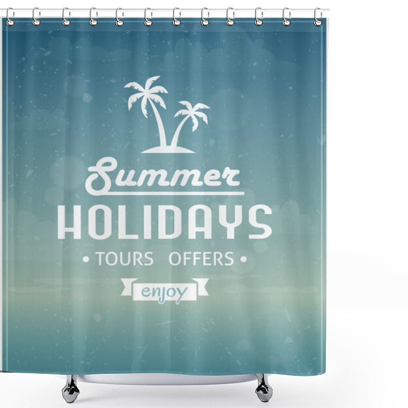 Personality  Beach Typographic Background Shower Curtains