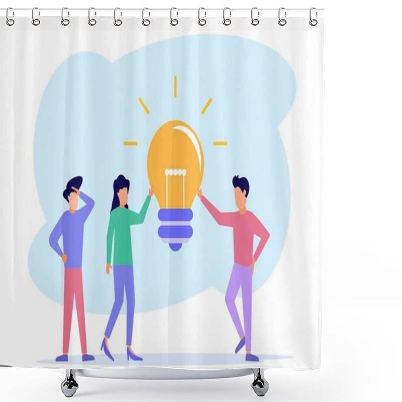 Personality  Vector Illustration Of Landing Page Design For Business Planning, Business People Looking For Ideas And Solutions, Investments, Creative. Build A Joint Business. Shower Curtains