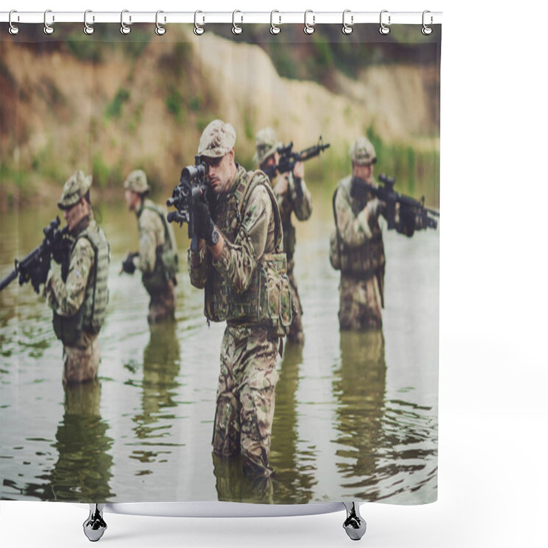 Personality  British Special Forces Soldiers With Weapon. Shower Curtains