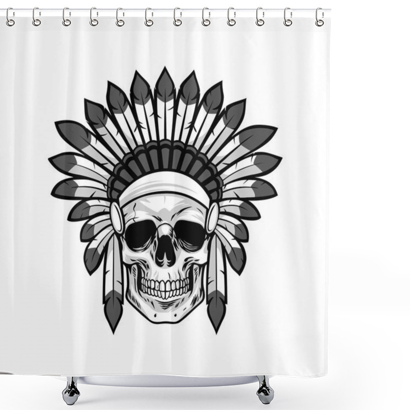 Personality  Skull Of Native American Warrior. Vector Illustration Shower Curtains