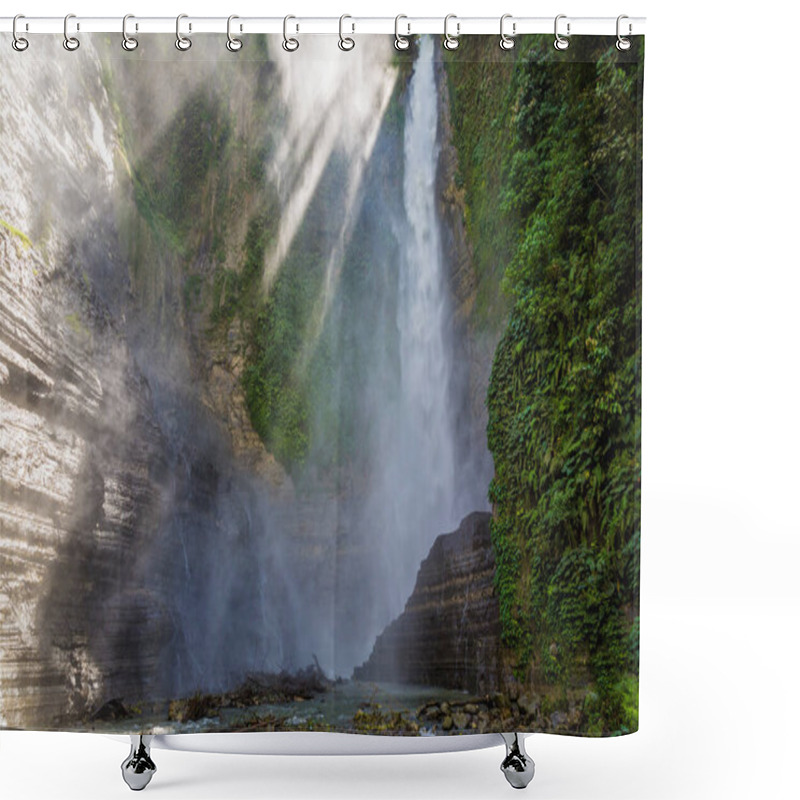 Personality  Way Over Bridge To Beautiful Waterfall Seven Falls Near Lake Sebu On Mindanao, Philippines Shower Curtains