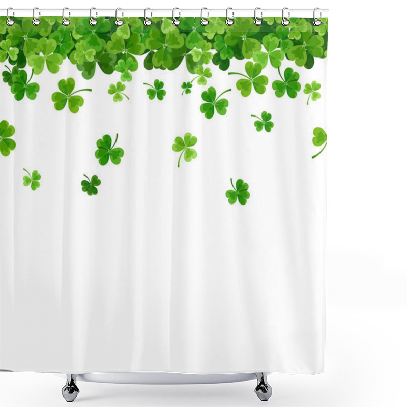 Personality  St. Patrick's Day Horizontal Seamless Background With Shamrock. Vector Illustration. Shower Curtains